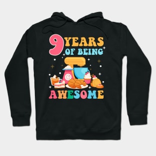 9 Years Of Being Awesome Tee 9th Baking Birthday Gift Leopard Girl Birthday Tee Baking Party Outfit Hoodie